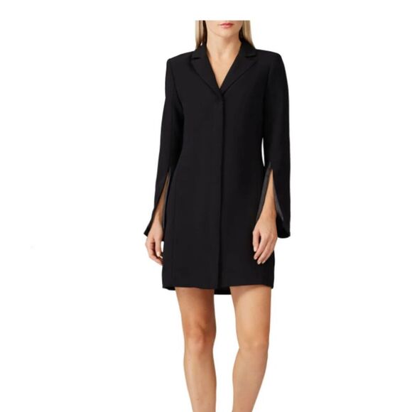 Amanda Uprichard Antwerp Blazer Dress Sexy Slit Arms Collared Black Size Small - Picture 1 of 14